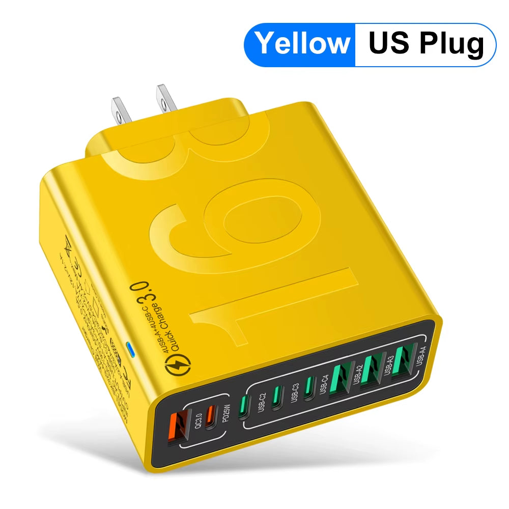 150W Multi Ports USB Charger Fast Charging Wall Adapter for Xiaomi Iphone Samsung Huawei PD Type C Travel Charger EU/US/KR Plug