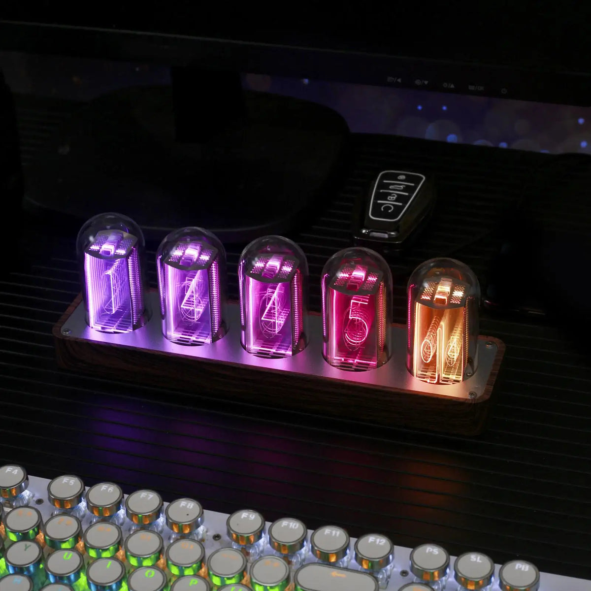 Nixie Tube Clock Adjustable RGB LED Display Multifunction Clock Nixie Tube Digital Clock for Gift Home Decoration Desk New Year