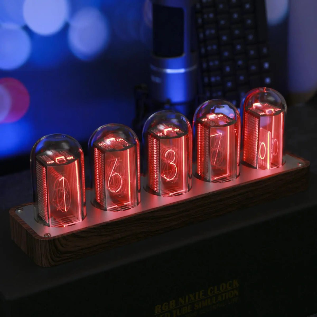 Nixie Tube Clock Adjustable RGB LED Display Multifunction Clock Nixie Tube Digital Clock for Gift Home Decoration Desk New Year
