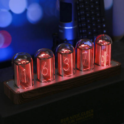 Nixie Tube Clock Adjustable RGB LED Display Multifunction Clock Nixie Tube Digital Clock for Gift Home Decoration Desk New Year